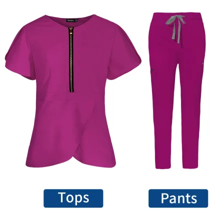 Fashionable Hospital Polyester Rayon Spandex Jogger Women Scrub Sets Uniforms Custom Scrub
